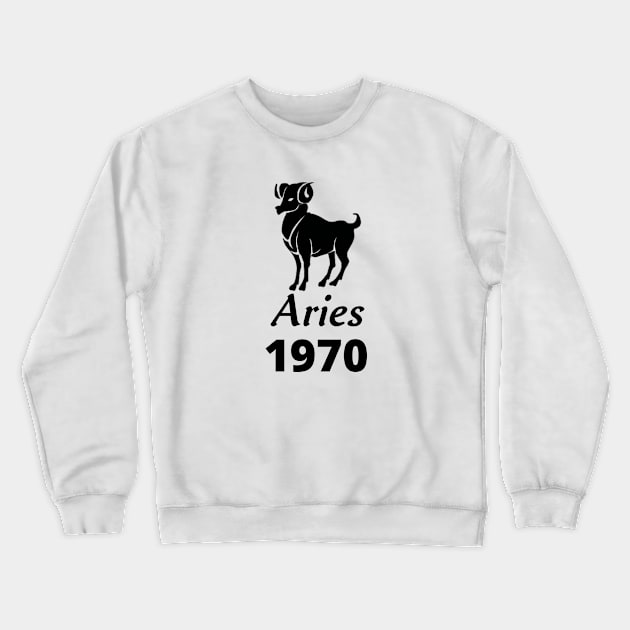 Black Aries Zodiac 1970 Crewneck Sweatshirt by Down Home Tees